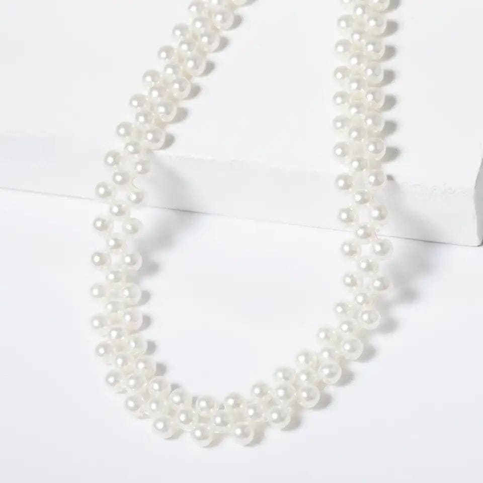 Multilayer Simulated Round Pearl Choker Necklace, Collar Statement Clavicle Chain Necklace, Double Collarbone Chain Simple Choker Necklace Multilayer Simulated Round Pearl Choker Necklace, Collar Statement Clavicle Chain Necklace, Double Collarbone Chain Simple Choker Necklace